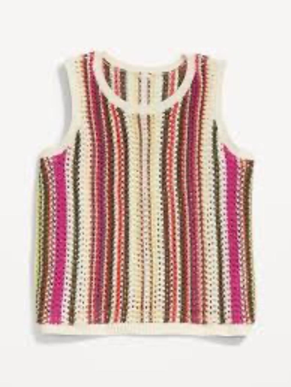 Old Navy Multi Stripe Open-Stitch Vest Sleeveless Tank Top Cotton
